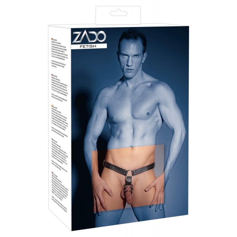 ZADO - bőr tanga dildóval, 3 péniszgyűrűvel 79022 termék bemutató kép