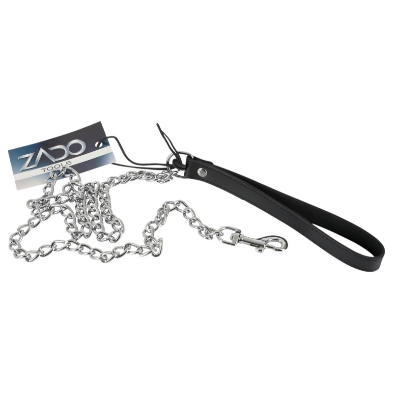 ZADO - fém BDSM póráz nyakörvhöz (ezüst) 129937 termék bemutató kép