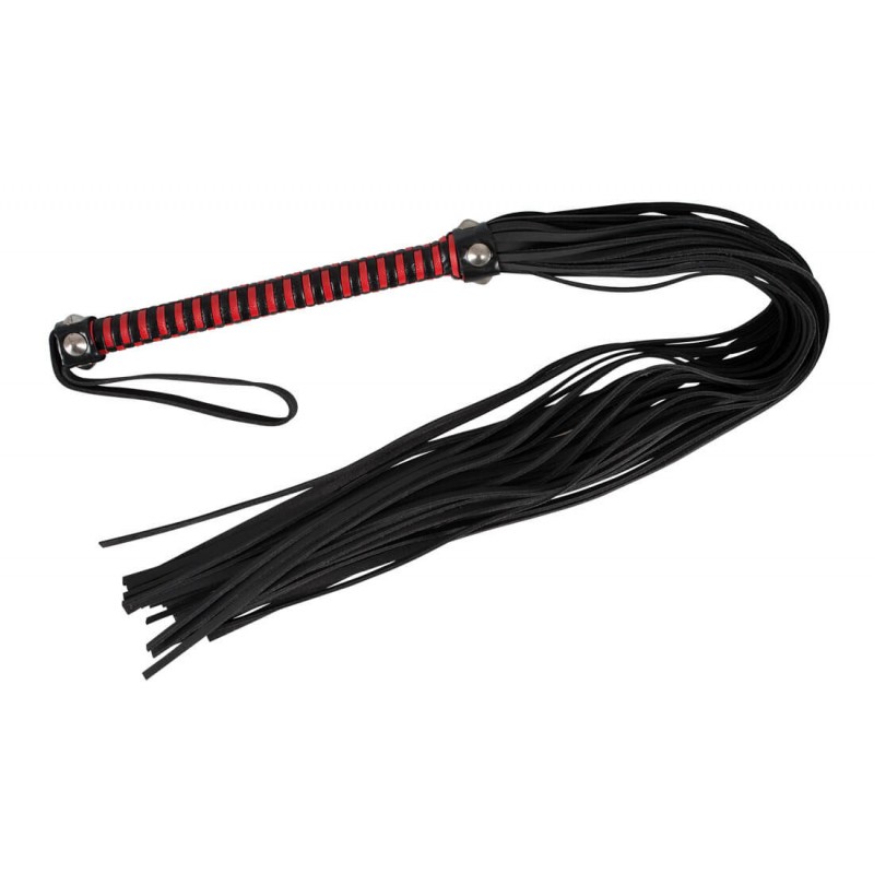 ZADO - hosszú bőr korbács (fekete-piros) 78516 termék bemutató kép