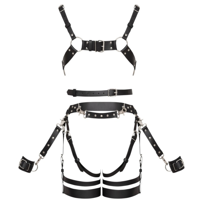 ZADO - többrészes bőr harness szett bilinccsel - fekete 151817 termék bemutató kép