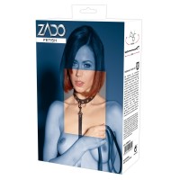 ZADO - bőr szegecses nyakörv pórázzal (fekete) 29196 termék bemutató kép