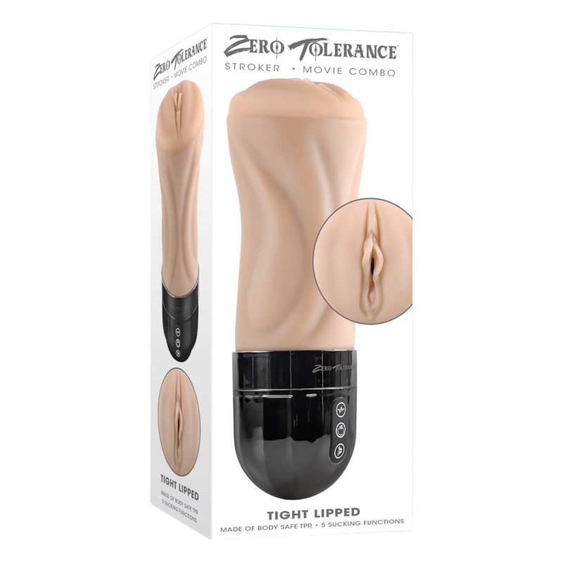 Zero Tolerance Tight Lipped - szívó-rezgő műpunci (natúr) 95861 termék bemutató kép